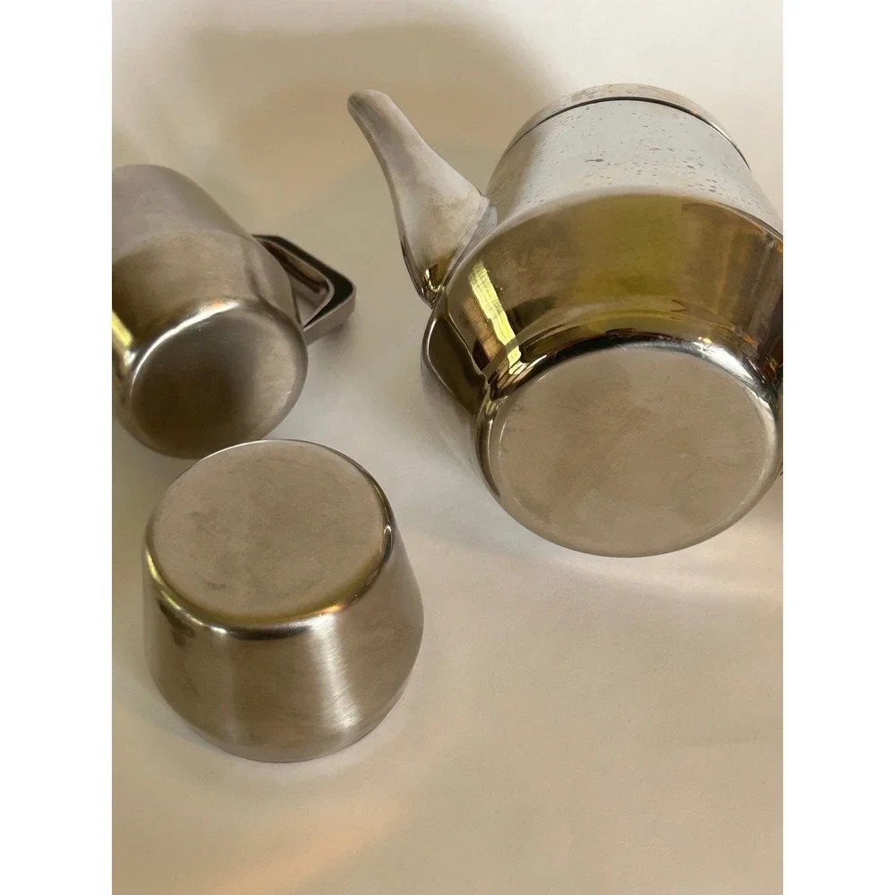 Vintage Regal Stainless Steel Coffee Pot,‎ Creamer, Sugar Set MCM Retro Art Deco
